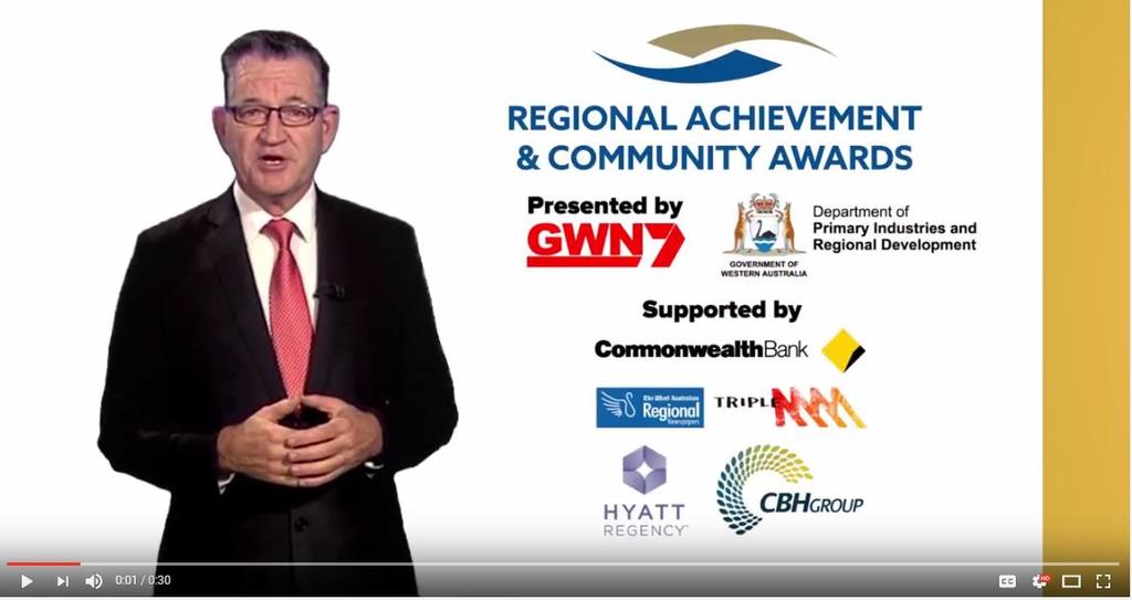 TELEVISION Our Television partner GWN7 is committed to a call for nominations campaign of 30 second ads to seek nominations across regional Western Australia.