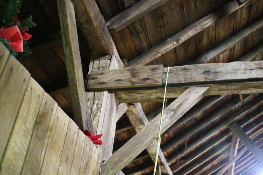 Interior view of Barn, west wall of main block,