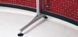 extruded aluminium,5 mm, 40 x 60 mm profile.  Moulded aluminium arms to fix shelves and worktops. Legs: 7 cm.