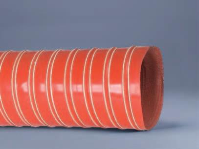 HOSES RESISTANT TO HIGH TEMPERATURE SILICONE 1 Hose material: Red silicone-coated fibreglass fabric (one layer) Reinforcement: Internal steel wire helix Work. temp.