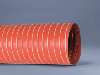 Standard length 4 m. Other s available in the range of 13 305 mm. SILICONE 2 Hose material: Red silicone-coated fibreglass fabric (two layers) Reinforcement: Internal steel wire helix Work. temp.
