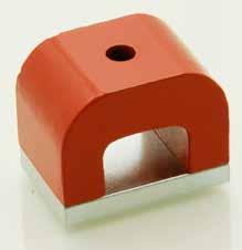 SECTION 24 - MAGNETS 5744 Power Magnets MATERIAL - Steel Body with AlNiCo Magnetic Core painted red Temperature Range - Max 450 C Type A has a single mounting hole Type B has two mounting holes This