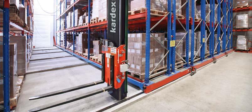 MCom act pace-saving universal warehouse for pallets of all types Mobile racks Trolley Bridge Automatic pallet warehouse Individual access to pallets Optimised space utilisation through mobile