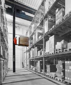 5 40% less floor space than a con- metres wide, and 9 metres high, Lifting column ventional forklift-based storage system. It is particularly suitable it can accommodate approx. 1,340 Euro pallets.