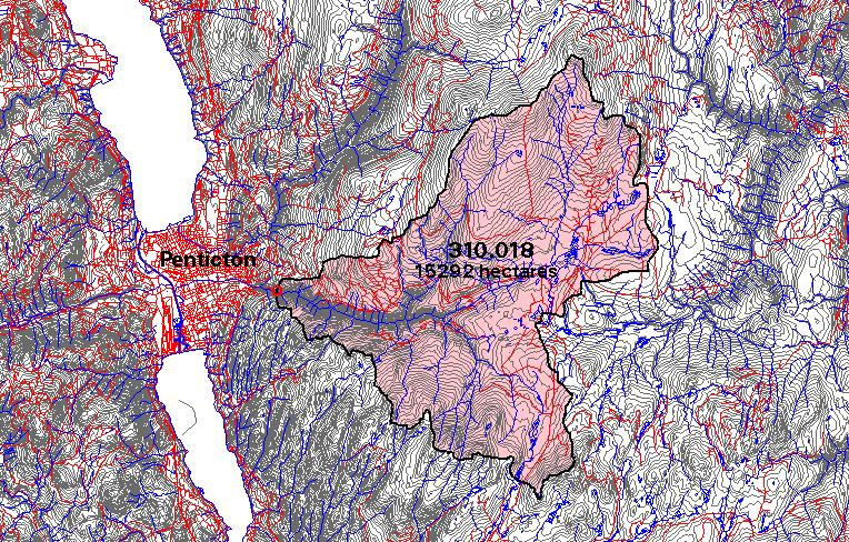 Audit Findings Penticton Creek Community Watershed The Penticton Creek community watershed is located above the city of Penticton, on the east side of Okanagan Lake (see map below) and is