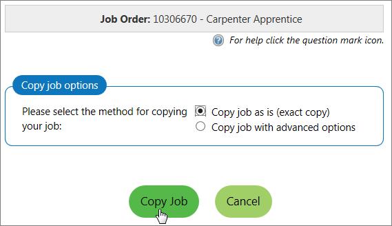 A Job Order screen will display, showing the newly create job order at the top. Click the Preview link to preview the job as it will display to job seekers.