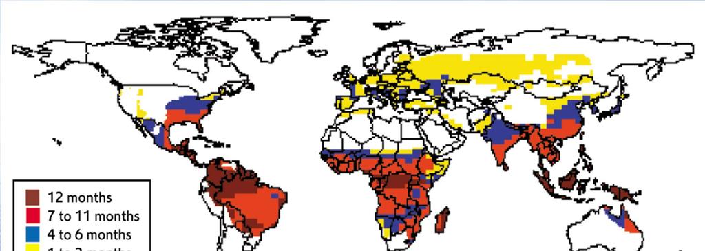 Malaria transmission season Estimated for the present day
