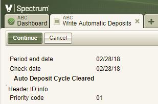 File Has Been Exported and Auto Deposit Cycle Unlocked Important Notes Changes to Employee Auto Deposit are allowed.