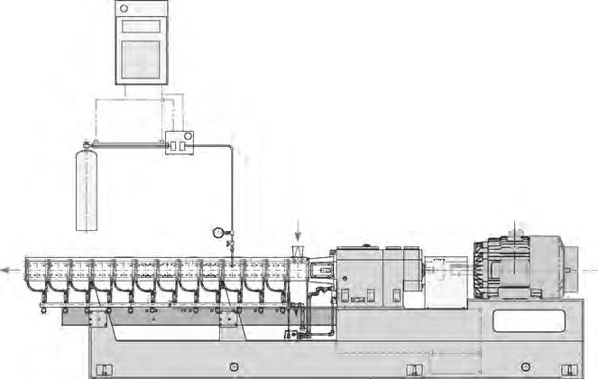 Processing Thermoplastics Urethanes via Twin Screw Extrusion 895 Figure 29.27 Line drawing of a TSE direct extrusion sheet system.