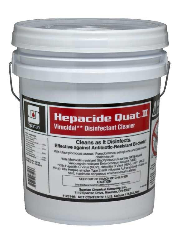 chronic infection can lead to cirrhosis and cancer of the liver. Hard water performance is not a concern since Hepacide Quat II is ready-to-use and formulated with soft water.