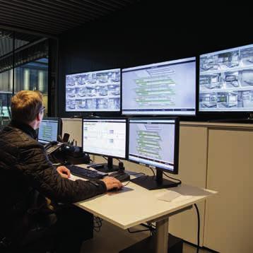 Control room for 24/7 remote assistance 24/7 remote-control service In order to reduce the cost of local service monitoring and to increase system availability, Lödige Industries