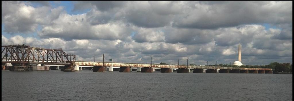 Two track multi-span railroad bridge crossing the Potomac River between Washington, DC and Arlington VA.