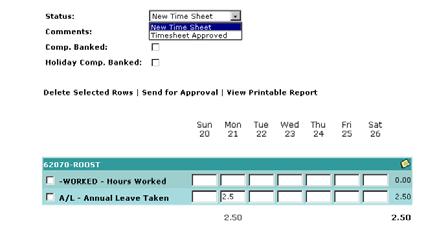 The time sheet cell will turn yellow (right) to indicate the note. Employees and Approvers have the ability to create, edit or delete time sheet notes.