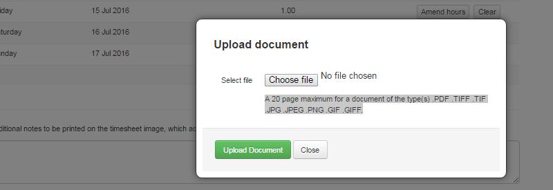 Please note that you may need to upload multiple documents to show both the units worked and client approval e.g.
