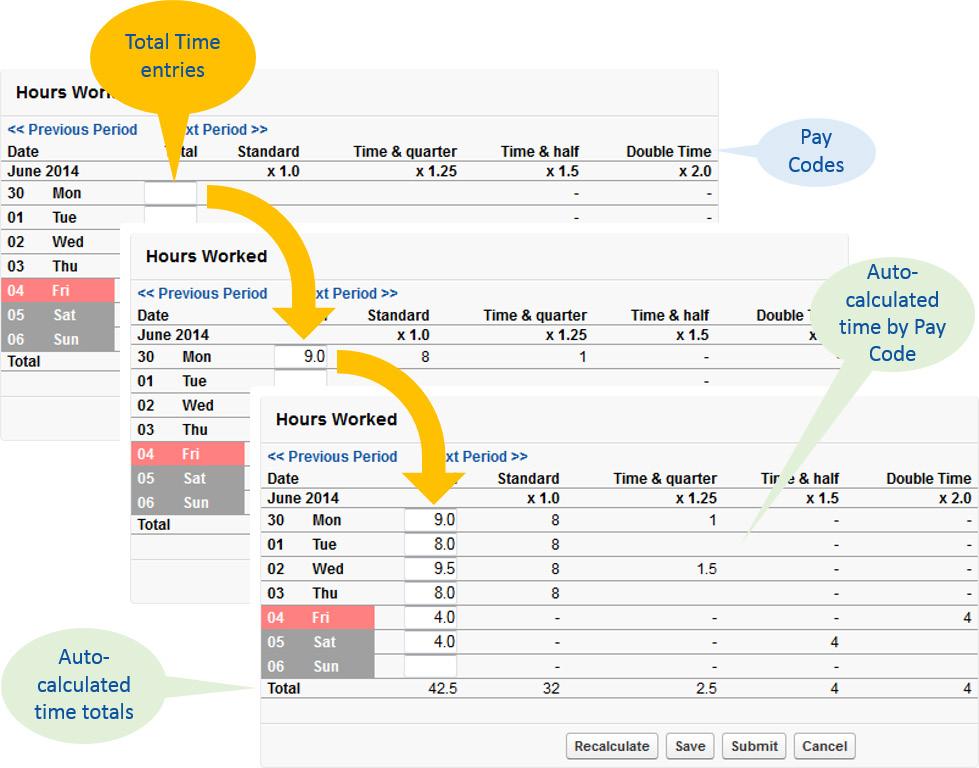 Timesheets Introduction Time Reporting by Total Time Timesheets display a single box for time entry against each day.