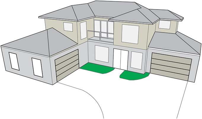 It is preferable for garages to be constructed under the main roof of the house.