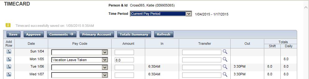 Employee Changing/Correcting a Pay Code or Leave Hours If a pay code is incorrect, you can change the pay code