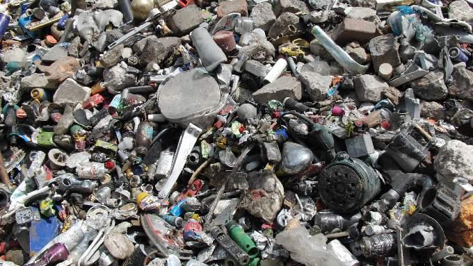 Non-Ferrous metal recovered from municipal waste after preliminary sorting by a waste