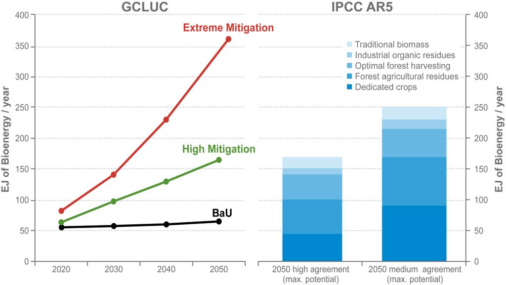 On the global limits of bioenergy and land use for climate change
