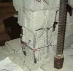Buckling of steel Buckling of steel Wall 1: Linear wall Wall 2: Flanged wall Wall 3: Confined wall Figure 7 Extents of damage near the end of the test The addition of floor slabs was a departure from