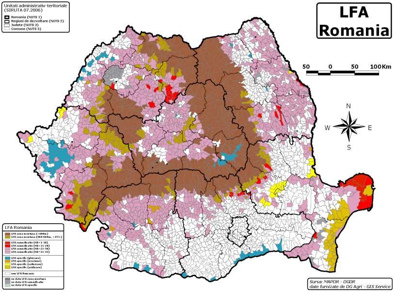LFA Romania Territorial Administrative Units (TAU): ZMD: 657 TAU