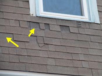 Chimney Roof penetrations Missing shingles at right side of building Chimney type: Brick