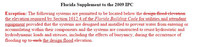 SUPPLEMENT TO FLORIDA PLUMBING CODE BOTTOM OF PAGE 3, TOP OF PAGE 4.