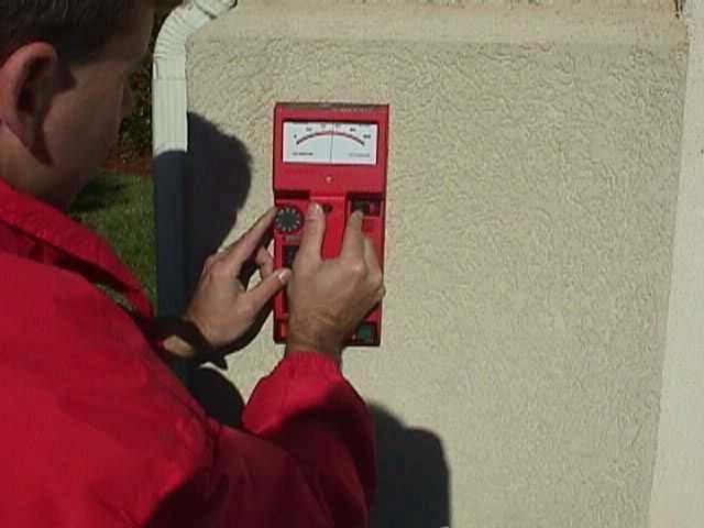 Moisture Testing Procedures Specific, high-risk locations, such as areas under windows, roof flashings and decks are tested for moisture using an electrical resistance-type probe meter.