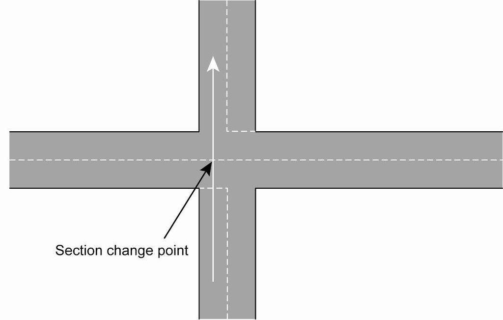 SCANNER User Guide and Specification Volume 4 Figure 2.4 Section change point when going straight across junctions 2.3.