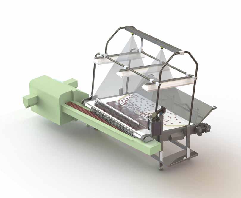 Count feeding with blending The GRADOMATIC is a versatile Houdijk product row forming system for round regular shaped products.