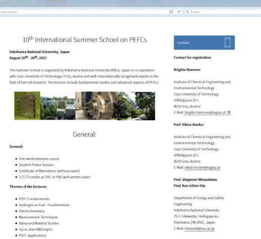 11 th International Summer School on Advanced Studies of Polymer Electrolyte Fuel