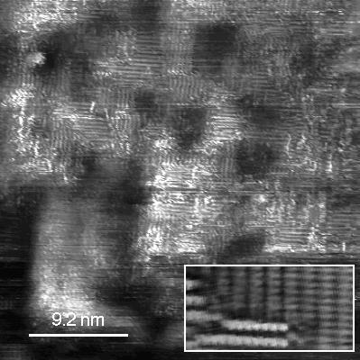 Figure 4.4 High-resolution 36.5x36.5 nm 2 UHV STM image of the same diamond film shown in Figure 4.
