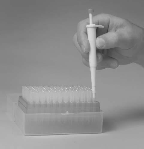 2.5 Pipette Use Guidelines 1. New Pipette Tip Attach a new tip by placing the end of the pipette into one of the available tips and pressing down on the pipette body.
