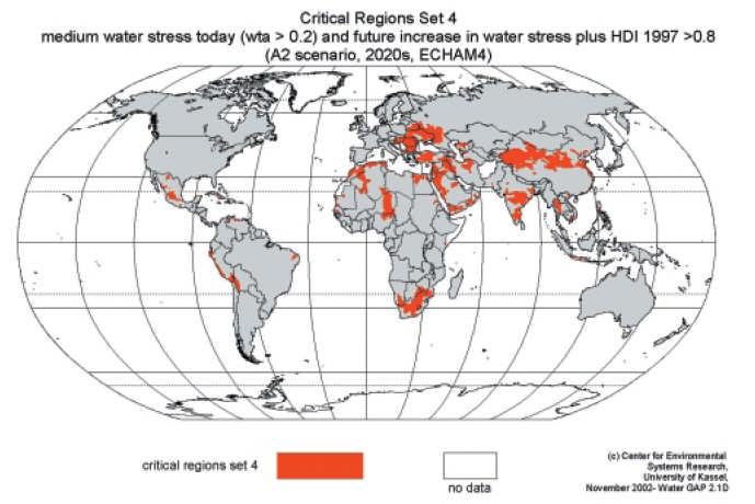 Water stress in critical regions will increase Climate change can