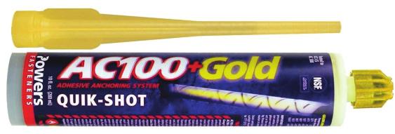 The AC100+ Gold is designed for bonding threaded rod and reinforcing bar elements into drilled holes in concrete and masonry base materials.