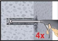 Use a compressed air nozzle (m 90 psi) for anchor rod 7/8 to 11/4 diameter and rebar sizes #7 to #10. A hand pump shall not be used with these anchor sizes.