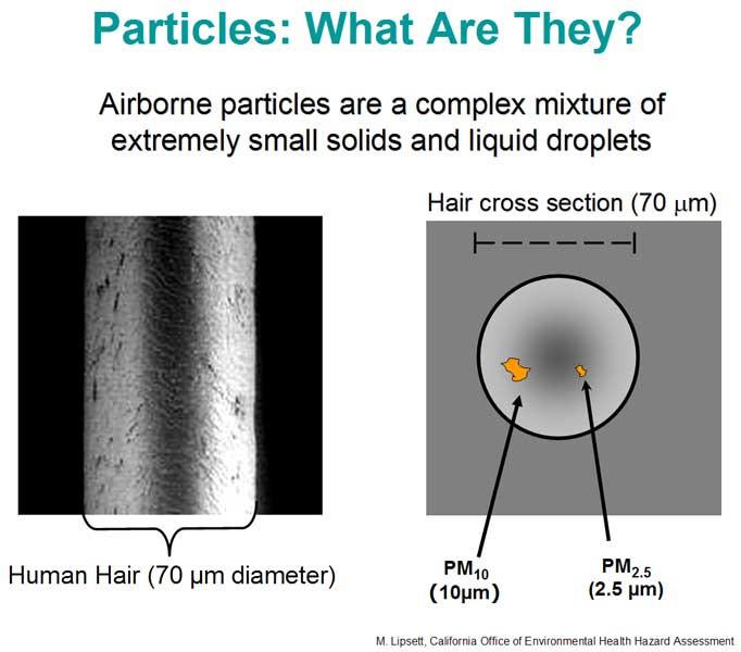 Particulate Matter Complex mixture of solid particles and liquid droplets Defined by size range PM 10 PM 2.5 Ultrafine particles http://www.