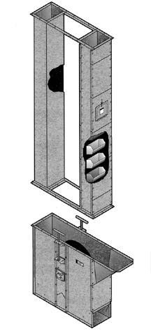 BASE OF ELEVATOR Legs Inspection door Belt and buckets Adjustment