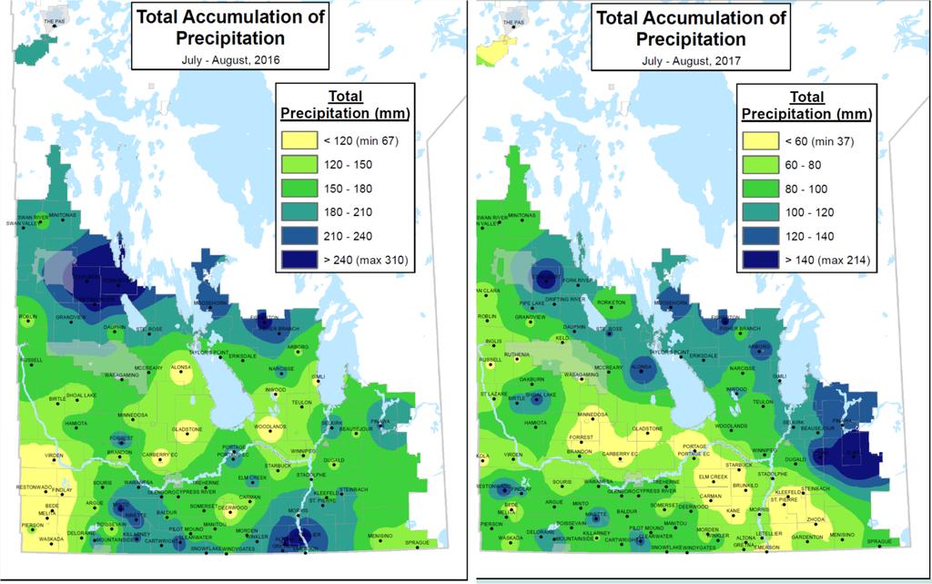 2016 vs 2017 - Summer May to Sept Rainfall Accum