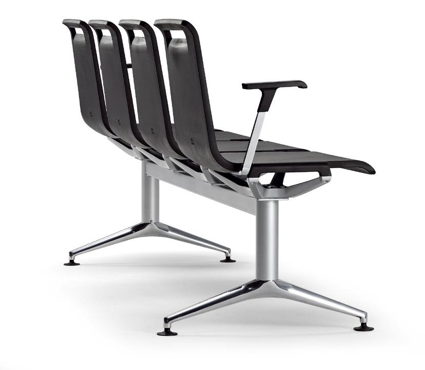 MIT BEAM SEATING DESCRIPTION PU integral (polyurethane) Back and Seat in different finishes, moulded over internal injected aluminium skeleton. a. Back has a flexible point at the top half manufactured by elastic strips.