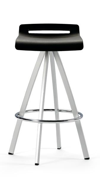 Available in silver, chromed or white. Black anti-skid polypropylene caps. Chromed footrest. Curved shape tube mm, mm thickness.