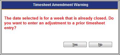 Adjusting your Timesheet If the week is still open: Log in as you normally would. This time, when you select Enter Time, the timesheet you have already entered will be shown.