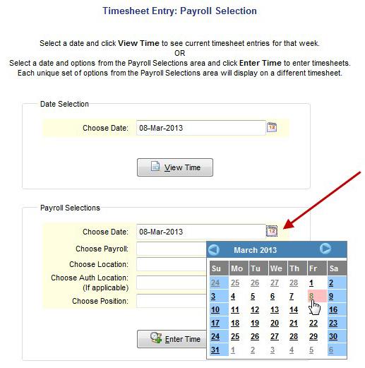 Choose the correct payroll from the drop-down list.
