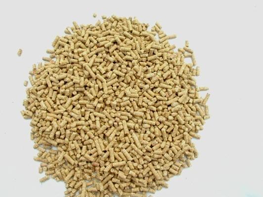 Usually coarse textured, pelleted or a rolled meal Pellet too