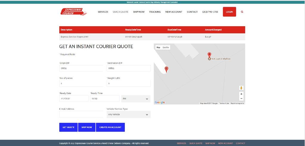 Quick Quote 1 4 2 To Get a Quick Quote: (1) Click Quick Quote in top menu (2) Enter information a. origin & destination zip codes b. number of pieces to transport c. total weight of all items d.