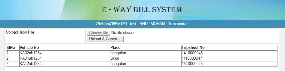 6.2 Generating Bulk Consolidated E-way bill The e-way bill system enables the user to generate consolidated bulk e-way bills.