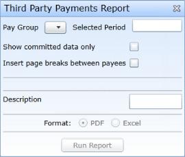 Each report definition can include different fields and have different grouping, sorting, and filtering options specified. To generate a Third Party Payments report: 1.