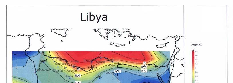 Wind Wind energy potential in Libya is substantial, with high wind velocities especially on the coastal region.