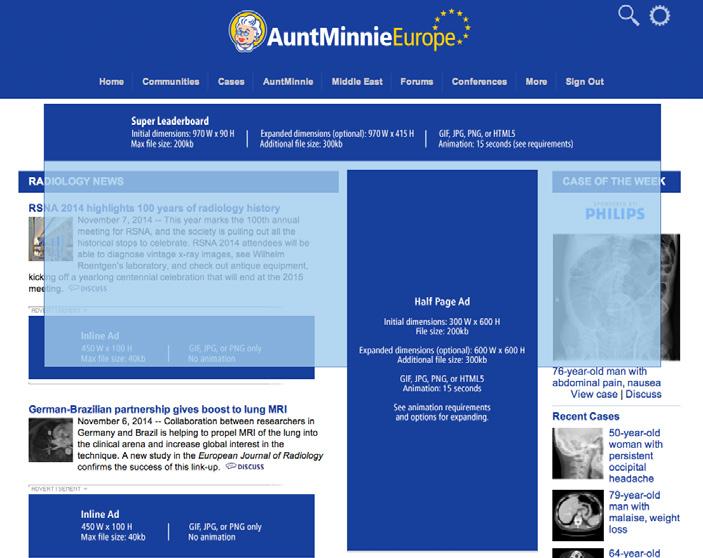 Run-of-Site Banner Ads AuntMinnieEurope s Run-of-Site (ROS) banner ads appear in all sections of the site not exclusively sponsored.