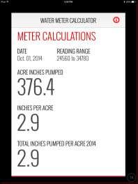 standard Also figures payback years MeterCalc Acre inches pumped displayed